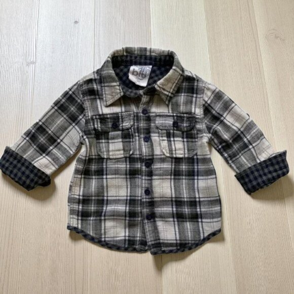 Blu Embroidered Boys Plaid Long-sleeve Flannel Button-down Shirt Size 2 Toddler - Picture 1 of 7